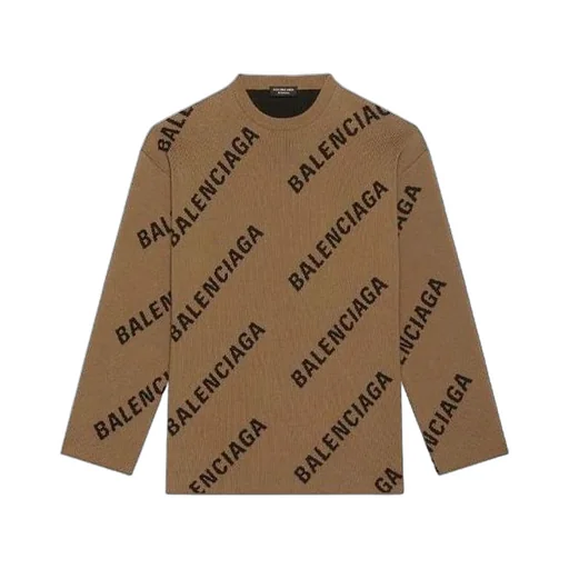 All Over Logo Crewneck Wool Knit Sweater