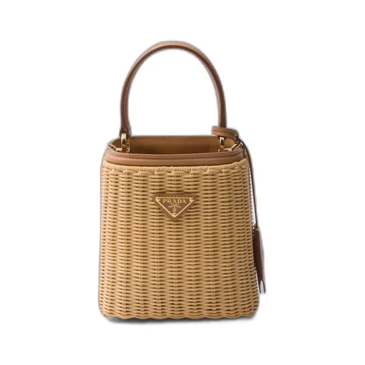 Mini wicker and leather Prada Panier bag