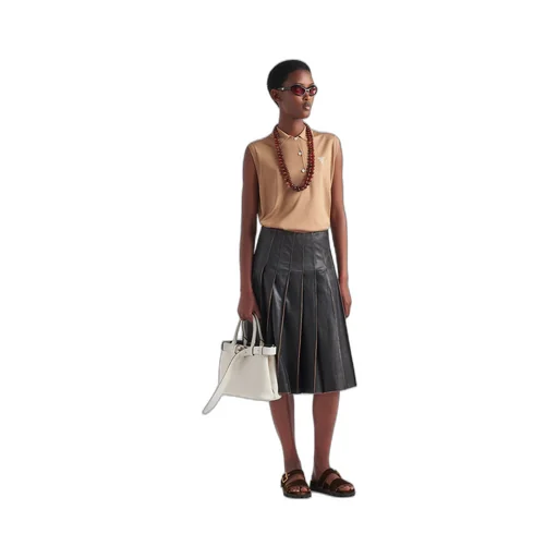 Pleated leather skirt