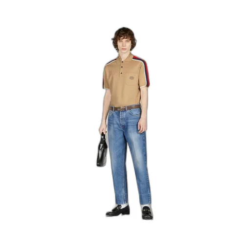 Cotton jersey polo shirt with Web