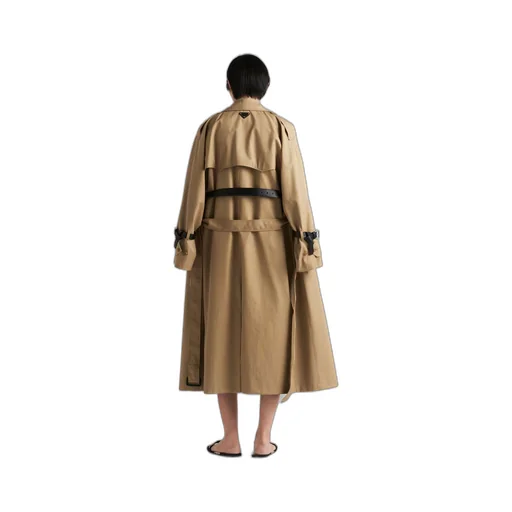 Double-breasted cotton twill trench coat