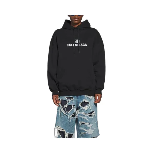 Bb Pixel Fleece Drawstring hooded Long Sleeves Hoodie Black
