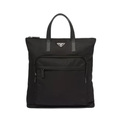 Re-Nylon and Saffiano leather tote bag