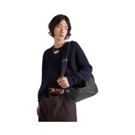 Large leather Prada Triangle bag