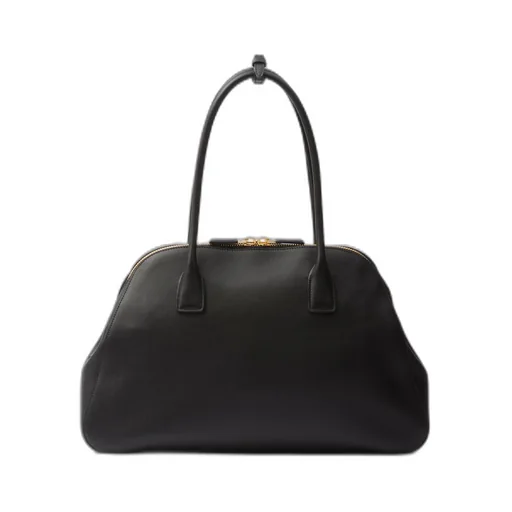 Medium leather tote bag with zipper closure