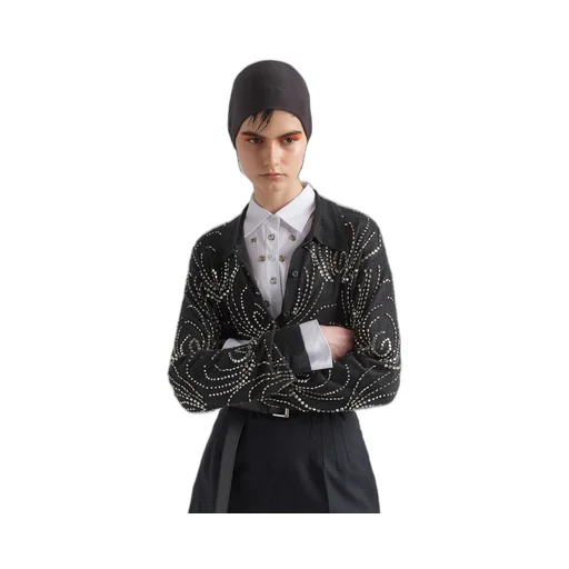 Cashmere polo shirt with embroidery