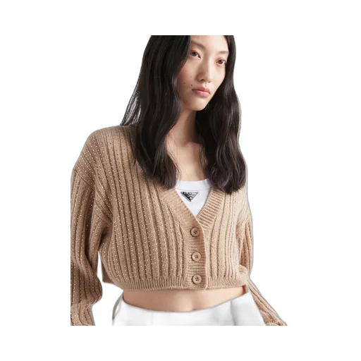 Wool and cashmere cardigan with rhinestones