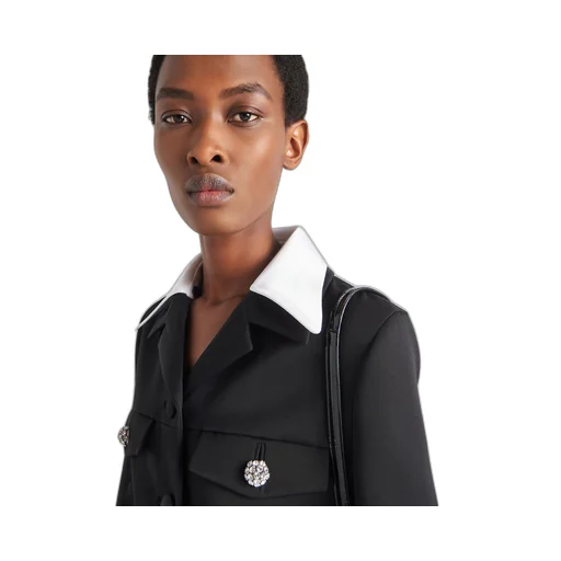 Single-breasted wool and satin jacket