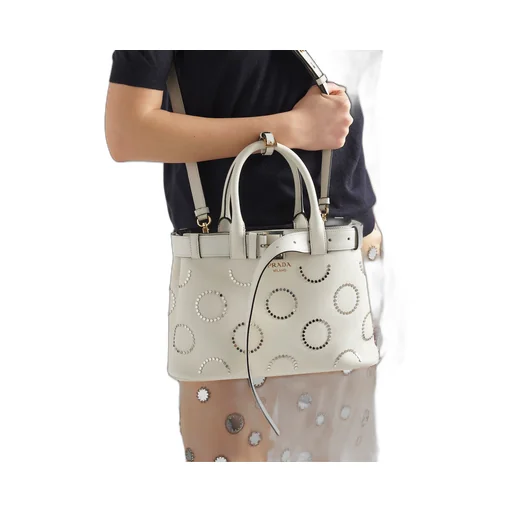 Prada Buckle medium leather bag with appliqués