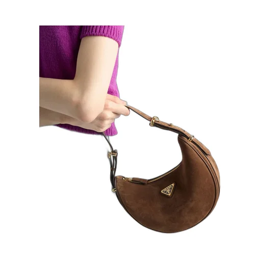 Prada Arqué suede shoulder bag