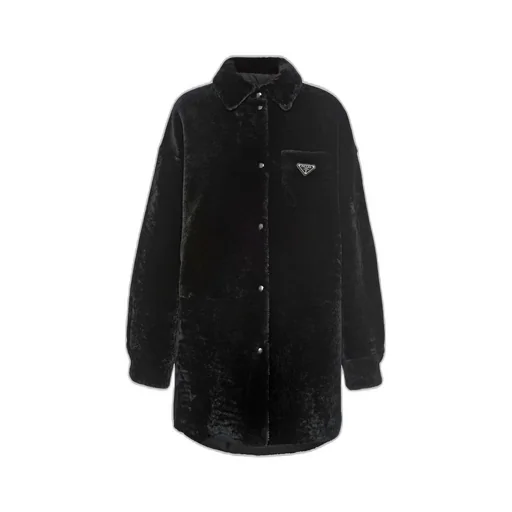 Reversible gabardine and shearling coat