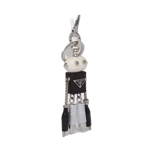 Saffiano leather robot trick keychain