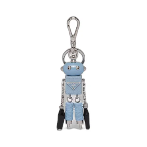 Saffiano leather robot trick keychain