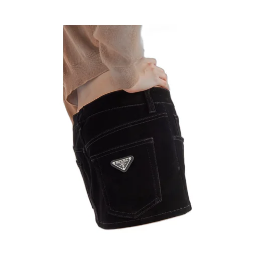 Velvet denim miniskirt