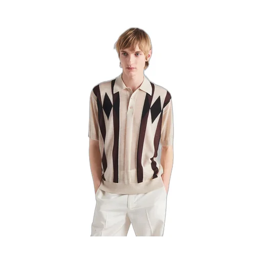 Argyle knit cashmere polo shirt