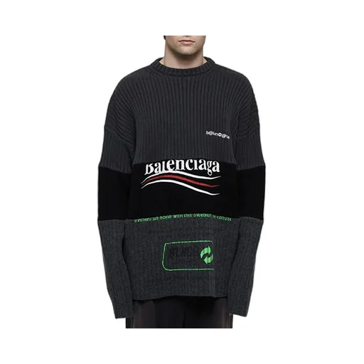 Political Campaign Ribbed Panelled Sweater