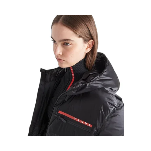 Cropped technical Re-Nylon down jacket