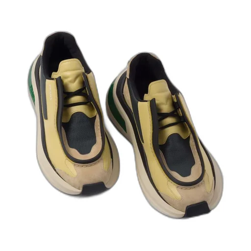 Systeme brushed leather sneakers with bike fabric and suede elements