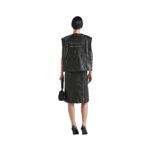 Nappa leather patchwork vest