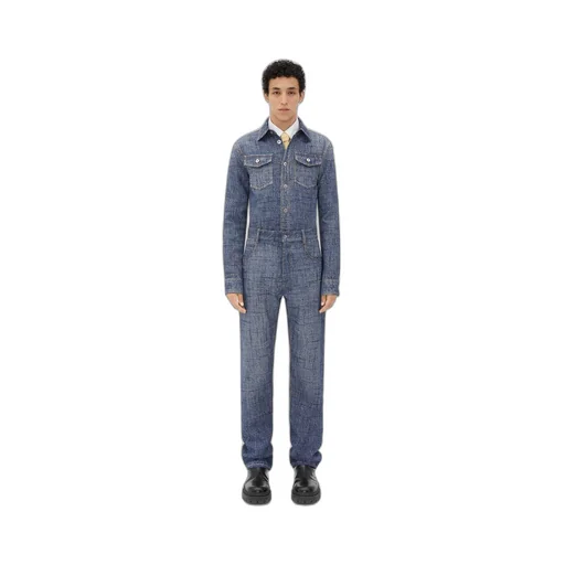 Textured Denim Viscose Trousers
