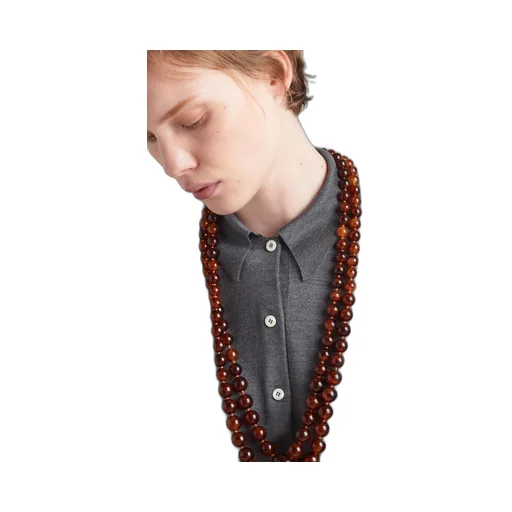 Long-sleeved silk polo shirt
