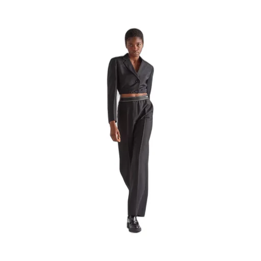 Cropped single-breasted kid mohair jacket