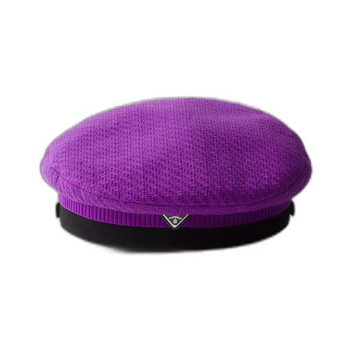 Knit and patent leather cap