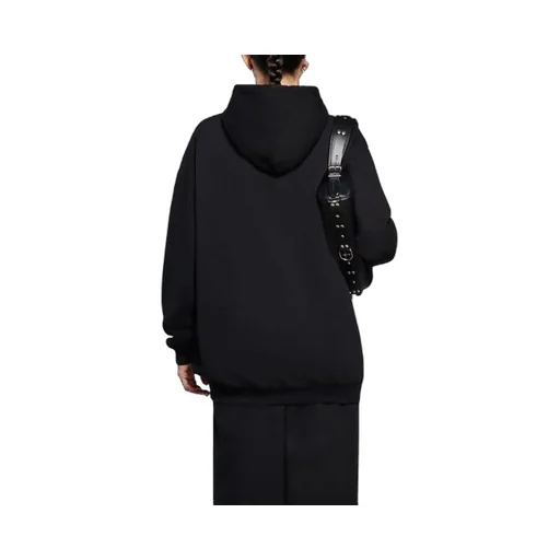 Alphabet Printing Long Sleeves Hoodie Black