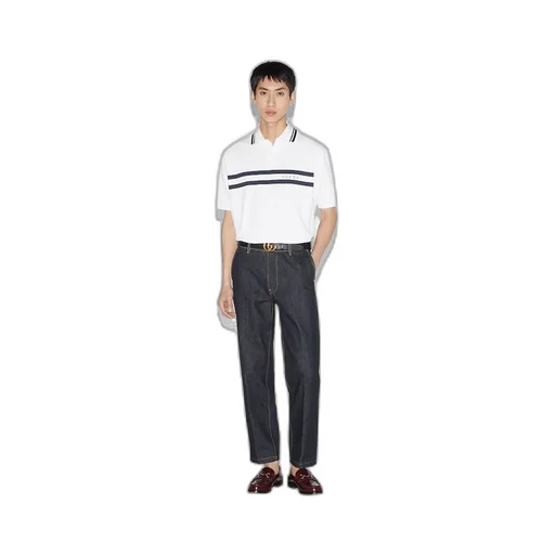 Cotton polo shirt with Gucci print