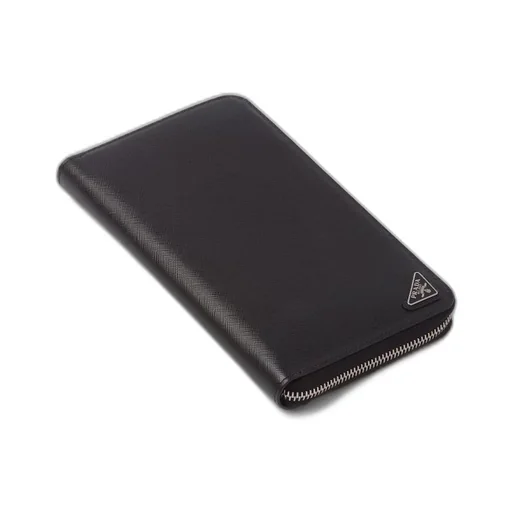 Saffiano leather zip around wallet
