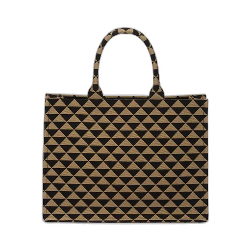 Prada Symbole embroidered fabric tote bag