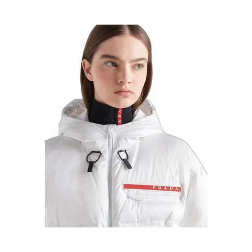 Cropped technical Re-Nylon down jacket