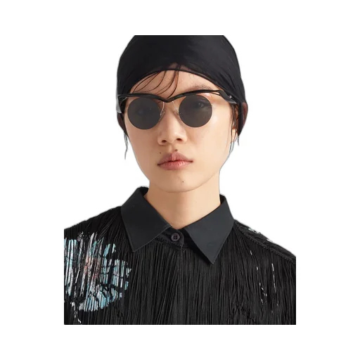 Printed poplin shirt with fringe