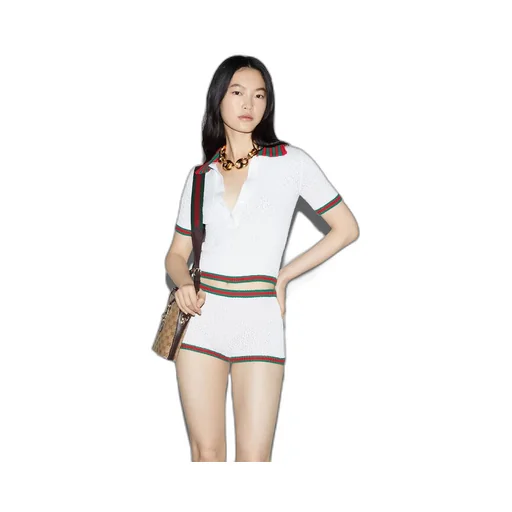 Cotton lace polo T-shirt