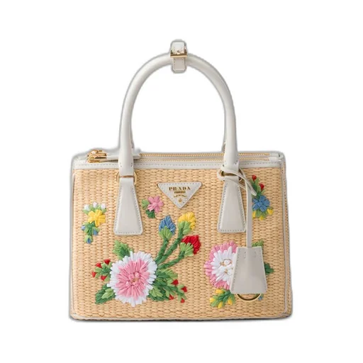 Small Prada Galleria crochet and leather bag
