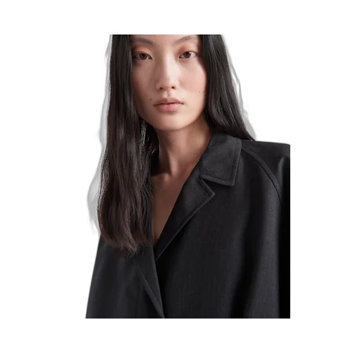 Single-breasted kid mohair coat