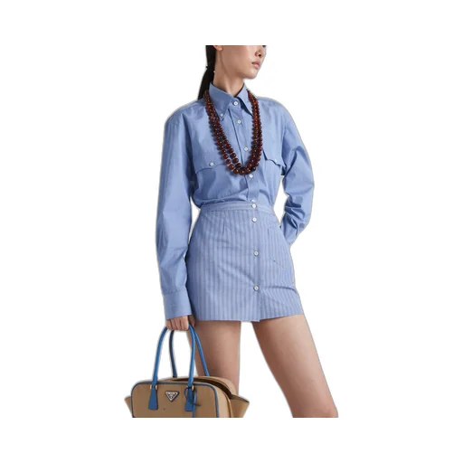 Striped chambray miniskirt