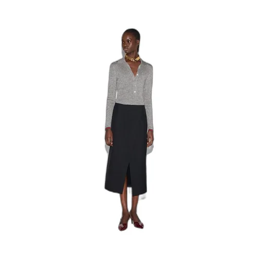 Extra fine rib cashmere knit top