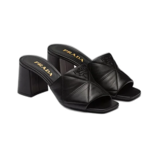 Quilted nappa leather heeled sandals