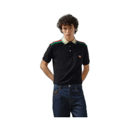 Cotton polo with Interlocking G
