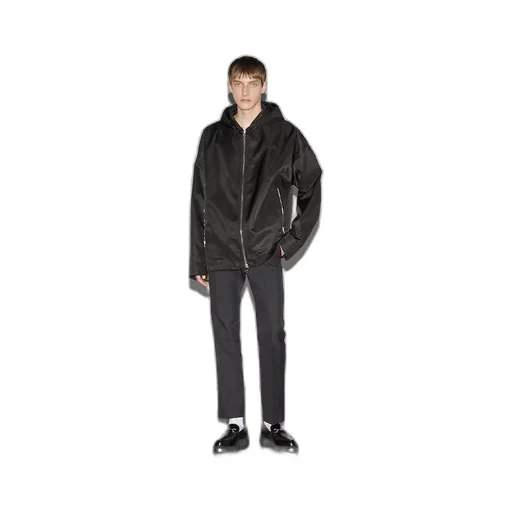 Nylon hooded jacket with embroidery