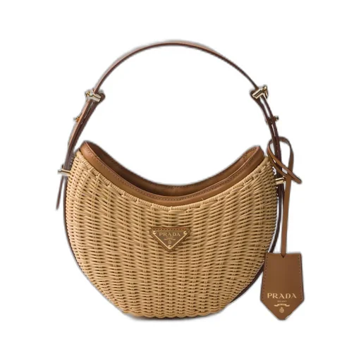 Wicker and leather Prada Arqué bag
