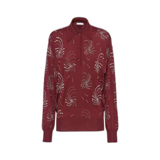 Embroidered cashmere polo shirt