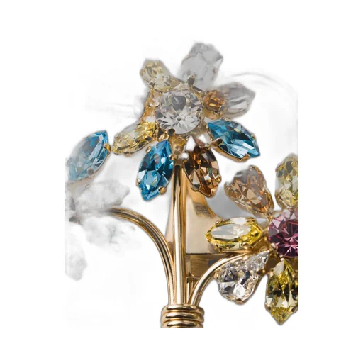 Metal brooch with crystals