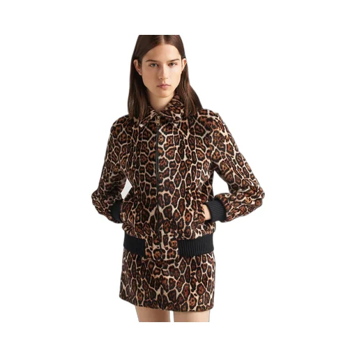 Printed shearling bomber jacket