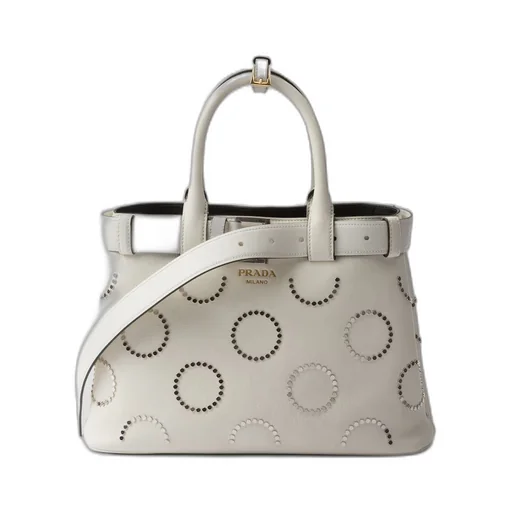 Prada Buckle medium leather bag with appliqués