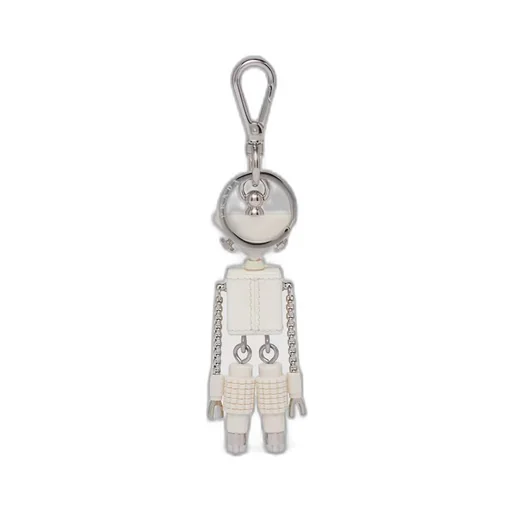 Saffiano leather robot trick keychain