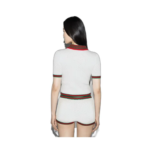 Cotton lace polo T-shirt
