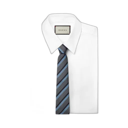 Horsebit striped silk jacquard tie