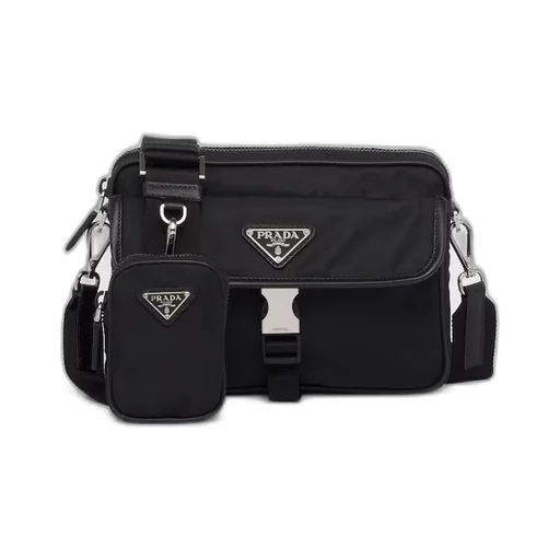 Re-Nylon and Saffiano leather shoulder bag